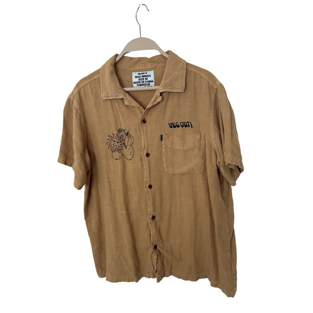 M/SF/T Wonder Fruit Shirt linen blend mens button shirt urban outfitters medium